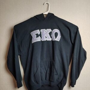 Sigma Kappa Omega Hoodie Pullover Sweatshirt‎ Comfy Casual Black Size XL